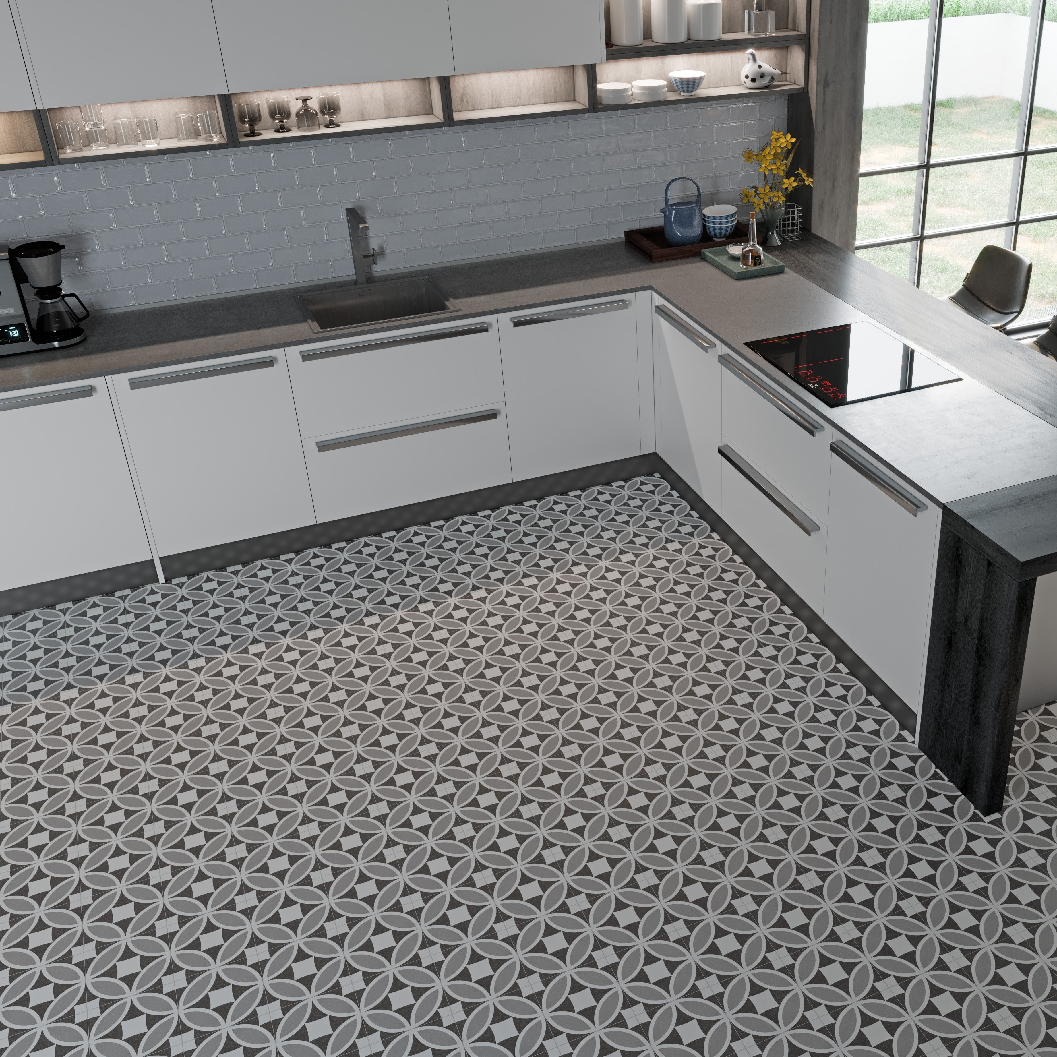 whitechapel tile, wall and floor, porcelain tile, pattern tile.