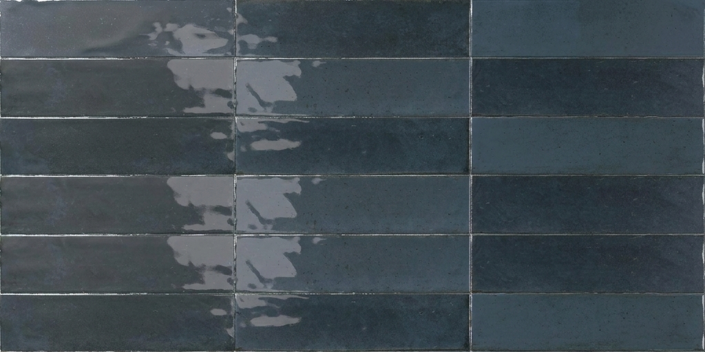 Rectangular tiles with a dark blue color pattern