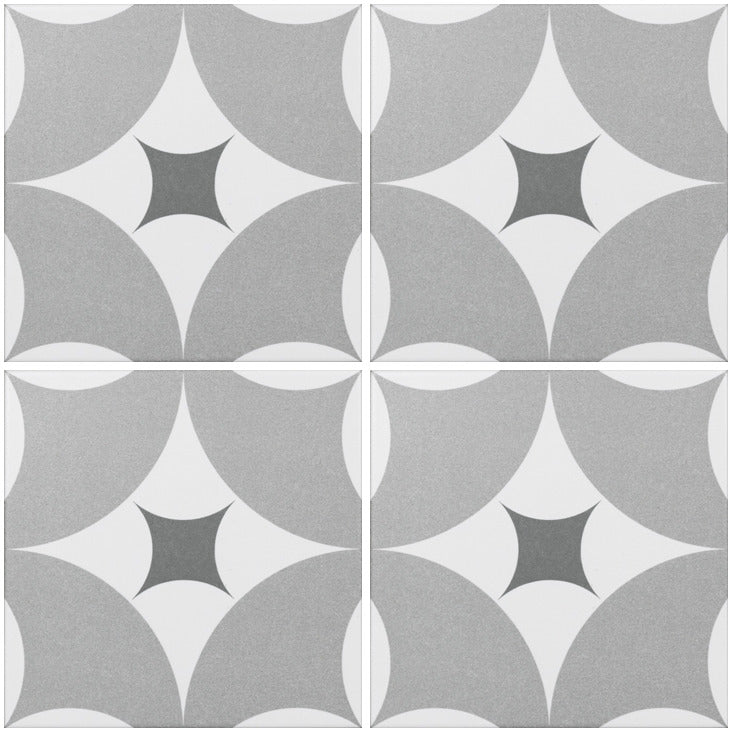 olivia grey tile, ceramic tile, wall and floor tile, pattern tile.