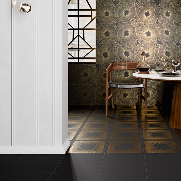 aparici, art decor collection, art decor black negroni natural, patterned tile, tiles.