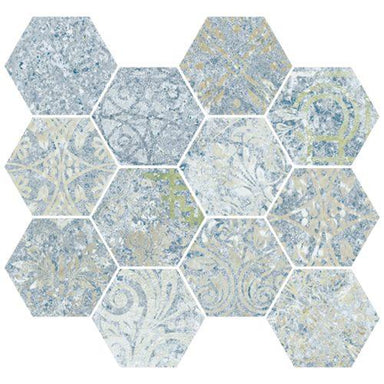 Bohemian Blend Tile aparici, bohemian collection, bohemian blue hexagon mosaic outdoor, outdoor tiles